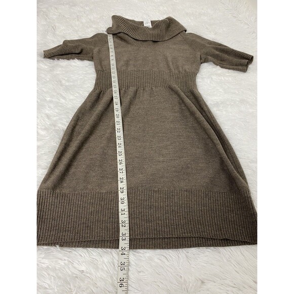 LOFT Women’s Sweater Knit Dress Cowl Neck Brown Merino Wool Blend Size M - Picture 9 of 14